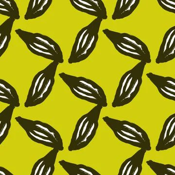 Brown colored seamless pattern with abstract leaf ornament. Bright green back Stock Illustration