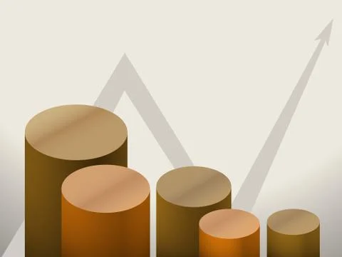 Brown columns of diagrams with arrow graphics Stock Illustration