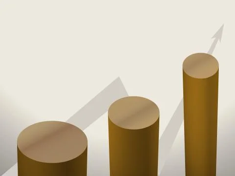 Brown columns of diagrams with arrow graphics Stock Illustration