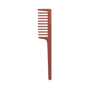 Brown comb with long handle and wide teeth, hair care. Stock Illustration
