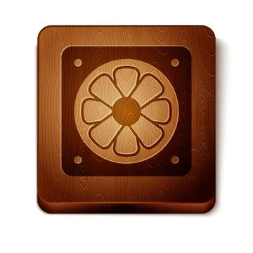 Brown Computer cooler icon isolated on white background. PC hardware fan. Wooden Stockillustratie