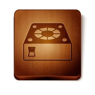 Brown Computer cooler icon isolated on white background. PC hardware fan. Wooden イラスト素材