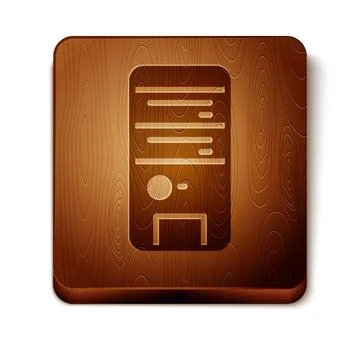 Brown Computer icon isolated on white background. PC component sign. Wooden Stock-Illustration