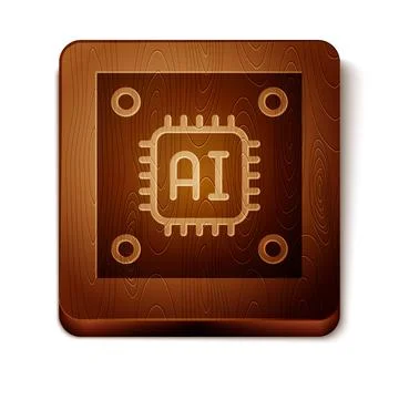 Brown Computer processor with microcircuits CPU icon isolated on white Illustrazione stock