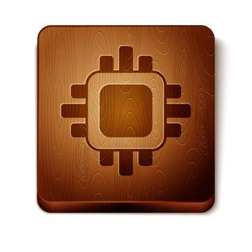 Brown Computer processor with microcircuits CPU icon isolated on white Stock Illustration