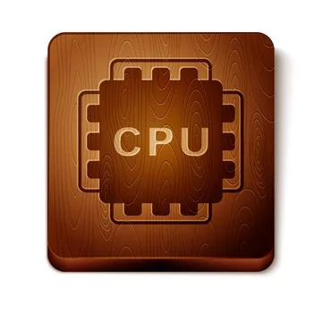 Brown Computer processor with microcircuits CPU icon isolated on white Stock Illustration