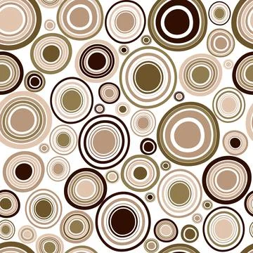 Brown concentric circles in doodle style seamless pattern Stock Illustration