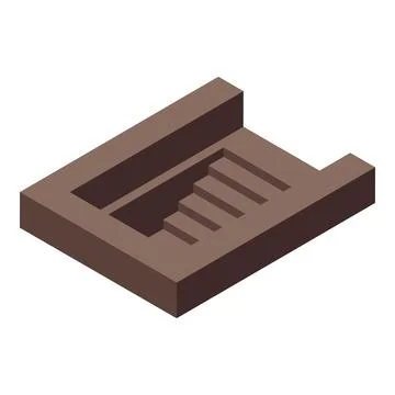 Brown concrete staircase leading down into darkness in isometric view Ilustración de archivo