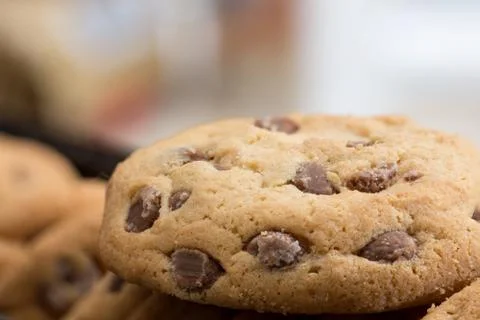 Brown cookie with chocolate Stock Photos
