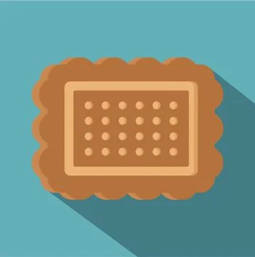 Brown cookie icon, flat style Stockillustratie