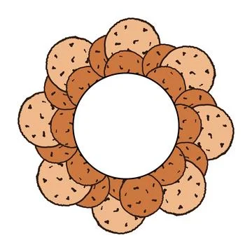 Brown cookies in the form of a frame with space Stock Illustration