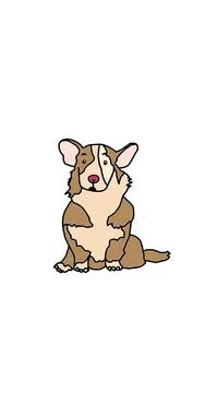 A brown corgi sitting on a white background Stock Illustration
