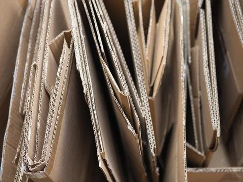 Brown corrugated cardboard packets Stock Photos