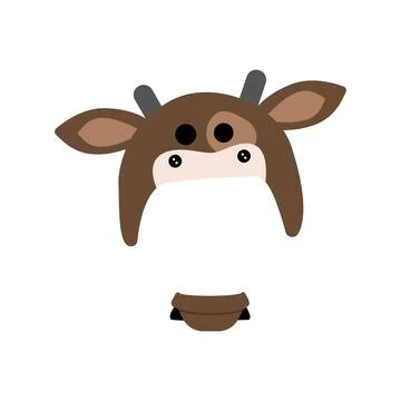 Brown cow hat with muzzle and scarf Stock Illustration