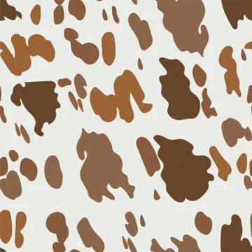 Brown cow pattern. Seamless texture of domestic animal, rural print for dairy Stock Illustration
