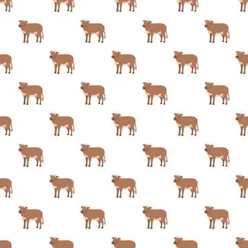 Brown cow seamless pattern livestock animal background Illustrazione stock