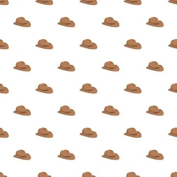 Brown cowboy hat pattern on white background Stock Illustration