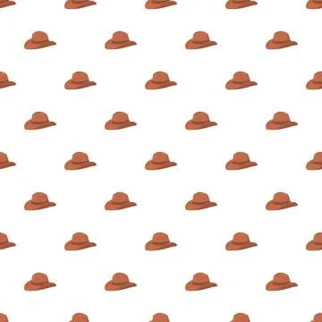 Brown cowboy hat repeating pattern on white background Stock Illustration