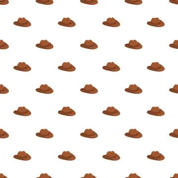 Brown cowboy hat repeating pattern on white background Stock Illustration