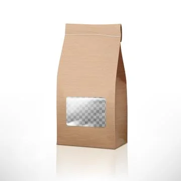 Brown Craft Paper Bag Packaging With Transparent Window イラスト素材