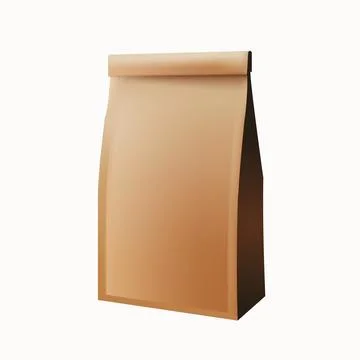 Brown craft paper bag packaging template isolated on white background. Ilustração Stock