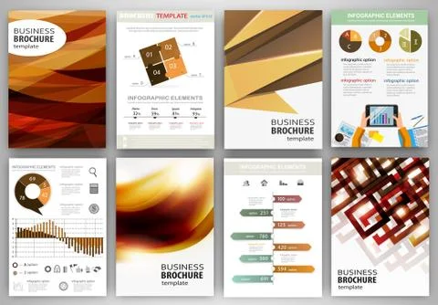Brown creative brochures and abstract concept infographics Illustrazione stock