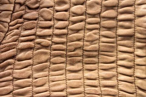 Brown crumpled leather texture background Stock Photos