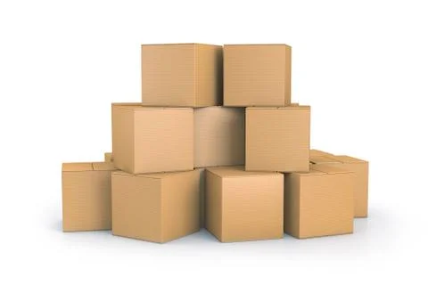 Brown cube boxes. Stock Illustration