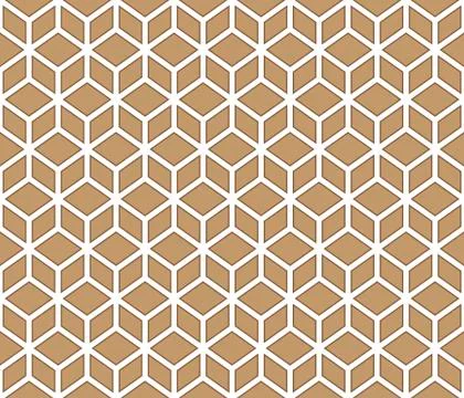 Brown cubes on blue background contour abstract geometrical cubes pattern Stock Illustration