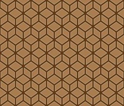 Brown cubes with border on dark brown background contour abstract cubes Stock Illustration