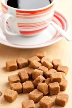 Brown cubes of sugar Foto stock