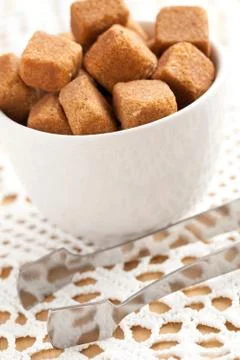 Brown cubes of sugar Stock Photos