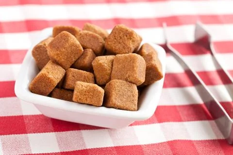 Brown cubes of sugar Stock Photos
