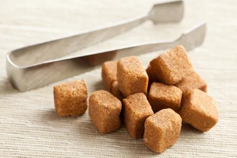Brown cubes of sugar 스톡 사진
