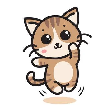 Brown cute cat cartoon vector illustration Stock Illustration