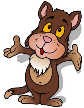 Brown Cute Cat Standing Stock Illustration
