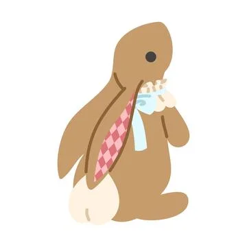 Brown Cute Easter Bunny Illustration Stock Illustration