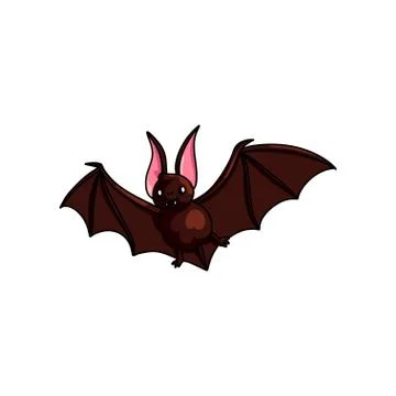 Brown cute flying bat, horror cave animal Stock Illustration