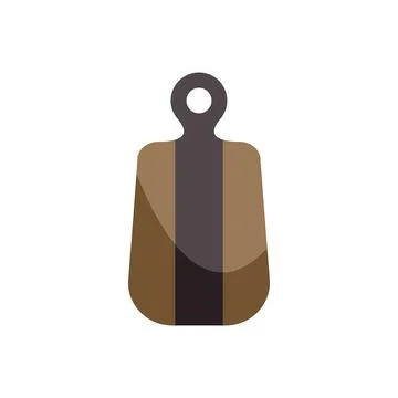 Brown cutting board with handle on white background Illustration