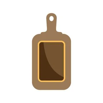 Brown cutting board with handle on white background Stock Illustration