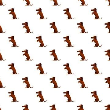 Brown dachshund dog seamless pattern cartoon illustration Stock Illustration
