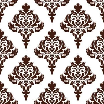 Brown damask seamless pattern background Illustrazione stock