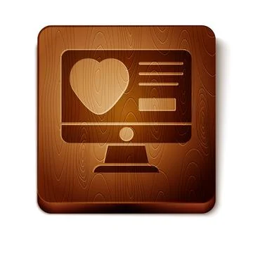 Brown Dating app online computer concept icon isolated on white background Stock Illustration
