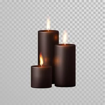 Brown decorative candle light vector isolated set Stock Illustration