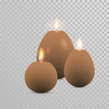 Brown decorative candle light vector isolated set Illustration