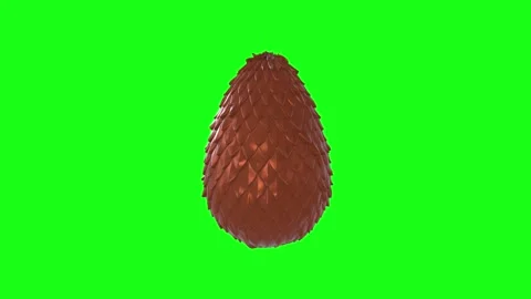 Brown decorative egg shaped object with scales on green background 스톡 동영상 296015788
