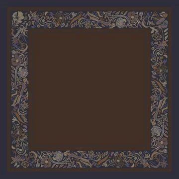 Brown Decorative Floral Square pattern design イラスト素材