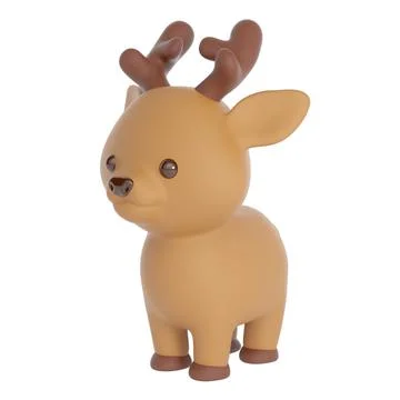Brown deer isolated on white background. 3d rendering 스톡 일러스트