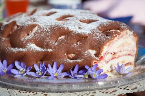 Brown delicious cake Stock Photos