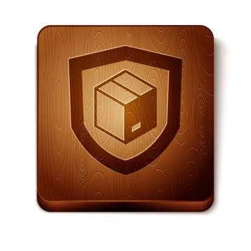 Brown Delivery security with shield icon isolated on white background. Deli.. 스톡 일러스트